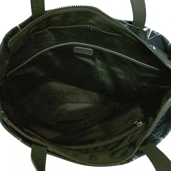 Auth FURLA - Dark Navy White Black Nylon Leather Shoulder Bag - Picture 5 of 9